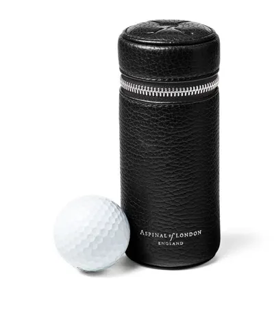 Aspinal Of London Leather Golf Ball Holder In Black