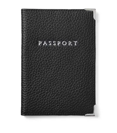 Aspinal Of London Leather Passport Cover In Black