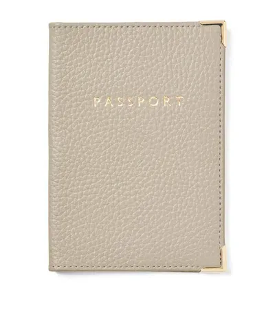 Aspinal Of London Leather Passport Cover In Grey