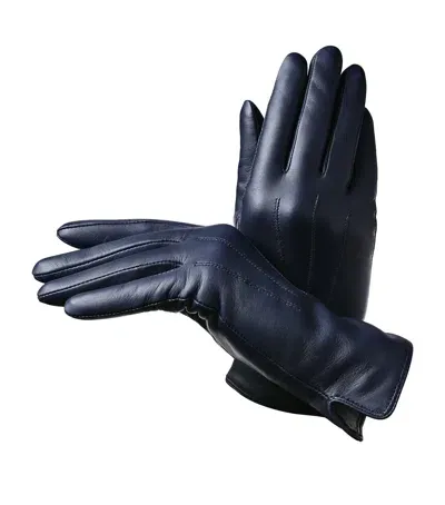 Aspinal Of London Wool-cashmere Lined Leather Gloves In Blue