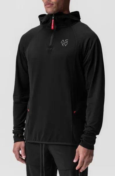 Asrv Thermal Training Quarter Zip Pullover Hoodie In Black Cyber