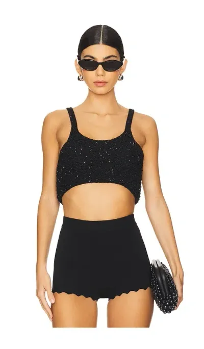 Asta Resort Grace Sequined Crop In 黑色