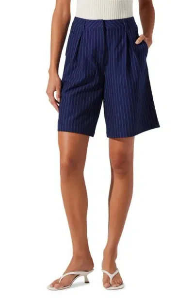 Astr The Label Pinstripe Tailored Bermuda Shorts In Navy Stripe