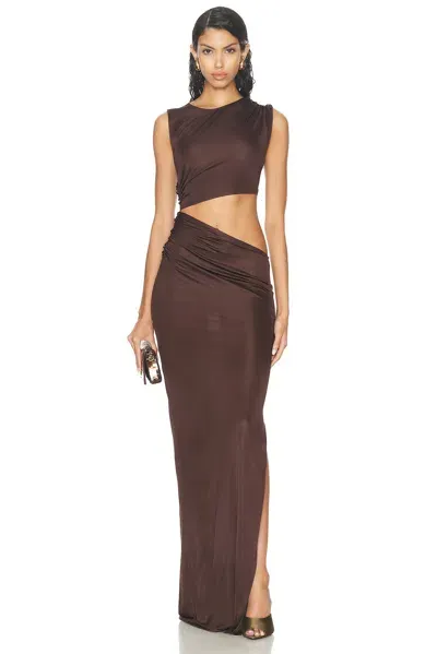 Atlein Cut Out Sleeveless Long Dress In Cob Terre