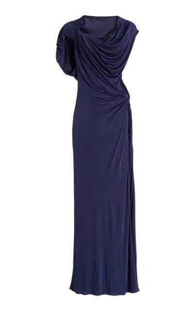 Atlein Draped Jersey Gown In Navy