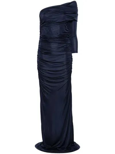 Atlein Ruched Maxi Dress In Blue