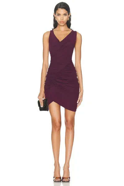 Atlein Ruched Mini Dress In Coa Lie De Vin