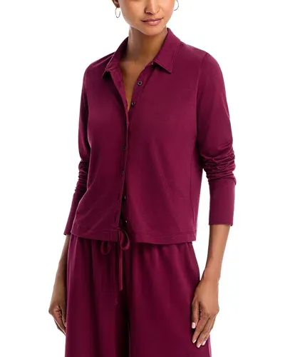 Atm Anthony Thomas Melillo Collared Button Front Top In Merlot