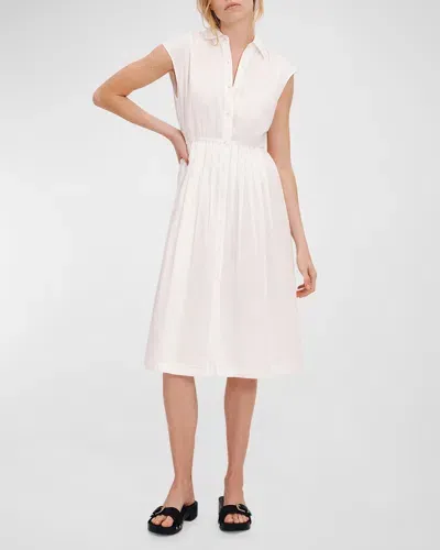 Atm Anthony Thomas Melillo Cotton Voile Sleeveless Midi Shirtdress In White