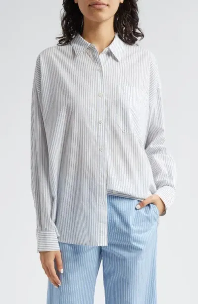 Atm Anthony Thomas Melillo Lightweight Oversize Button-up Shirt In White/summer Sky