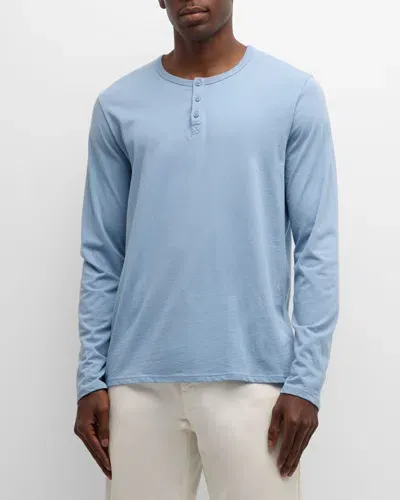 Atm Anthony Thomas Melillo Men's Classic Jersey Henley Shirt In Hazy Blue