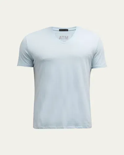 Atm Anthony Thomas Melillo Slim Fit V-neck Cotton T-shirt In Blue