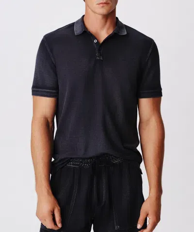 Atm Anthony Thomas Melillo Pique With Wash Short Sleeve Polo In Midnight