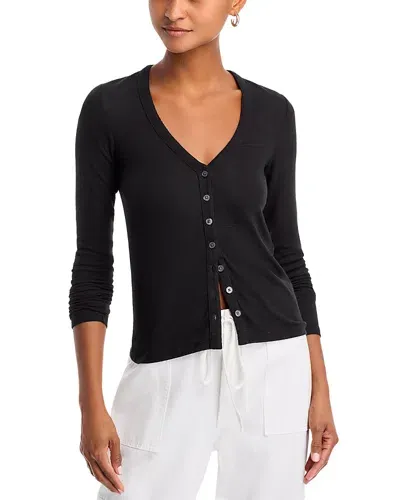 Atm Anthony Thomas Melillo Ribbed Button Front Top In Black