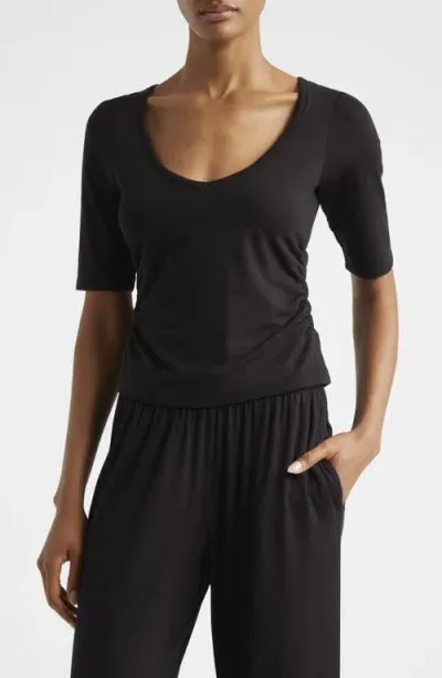 Atm Anthony Thomas Melillo Ruched Stretch Pima Cotton Top In Black