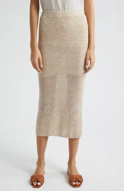 Atm Anthony Thomas Melillo Sequin Cotton & Linen Blend Sweater Skirt In Morning Mist Multi