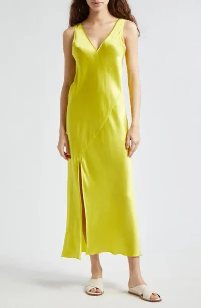 Atm Anthony Thomas Melillo Silk Charmeuse Slipdress In Chartreuse Yellow