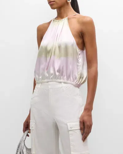 Atm Anthony Thomas Melillo Silk Charmeuse Watercolor Stripe Halter Top