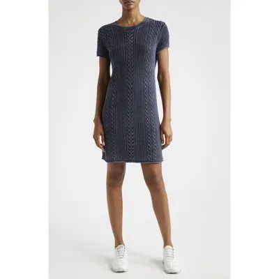 Atm Anthony Thomas Melillo Stonewash Cable Cotton Sweater Dress In Midnight