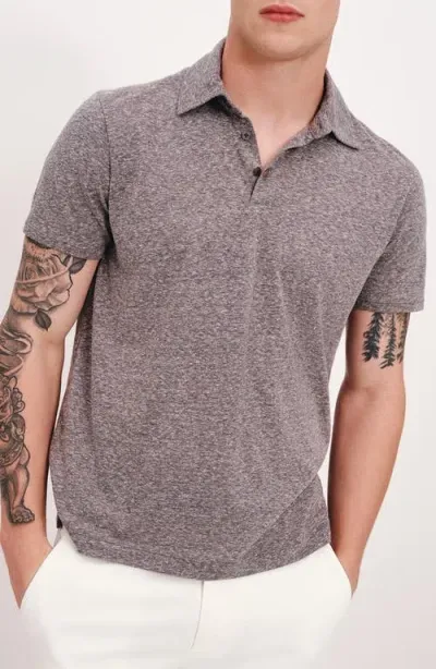 Atm Anthony Thomas Melillo Textured Cotton Blend Polo In Heather Grey