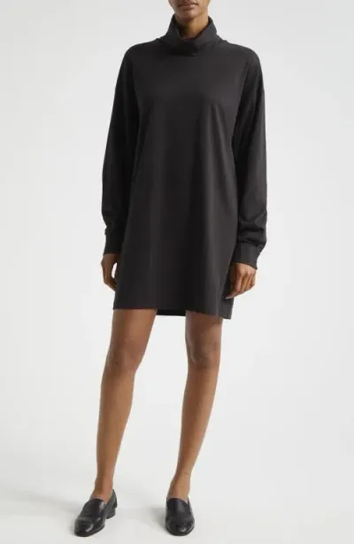 Atm Anthony Thomas Melillo Turtleneck Long Sleeve Cotton Jersey Dress In Black