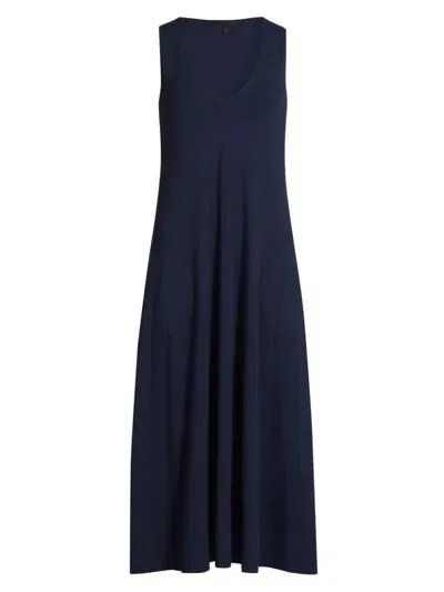 Atm Anthony Thomas Melillo Women's Cotton-blend V-neck Midi-dress In Midnight