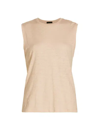 Atm Anthony Thomas Melillo Women's Sleeveless Schoolboy T-shirt In Camel