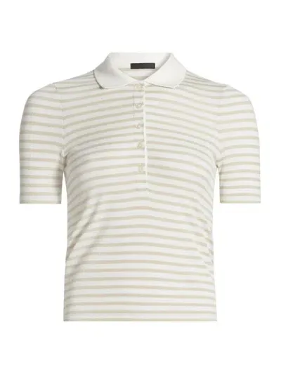 Atm Anthony Thomas Melillo Modal Rib Stripe Short-sleeve Henley T-shirt In Chalk Morning Mist