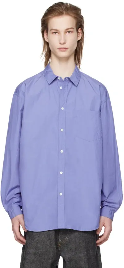 Aton Blue Button Shirt In 073 Sax