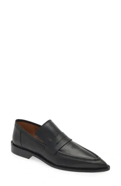 Atp Atelier Montazzoli Pointed Toe Penny Loafer In Black