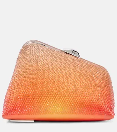 Attico Midnight Mini Embellished Satin Clutch In Orange