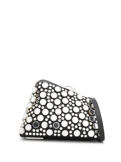 Attico Midnight Stud-embellished Leather Clutch Bag In Black