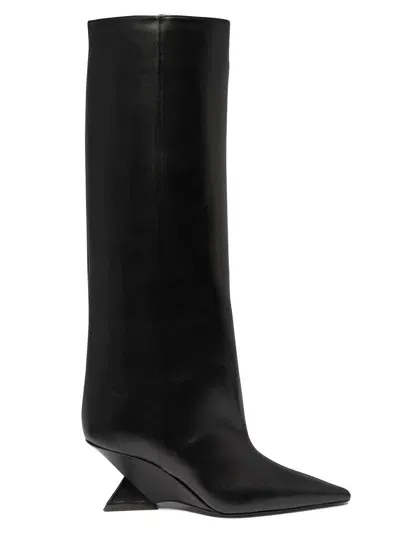 Attico The  Cheope Leather Boots In Black