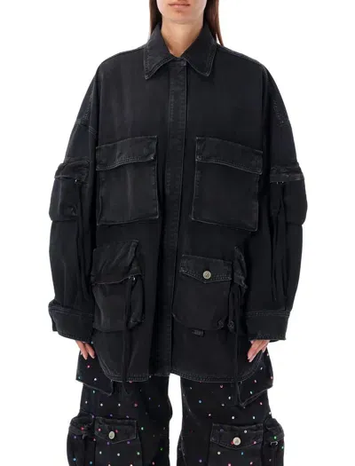 Attico The  Fern Coat In Black