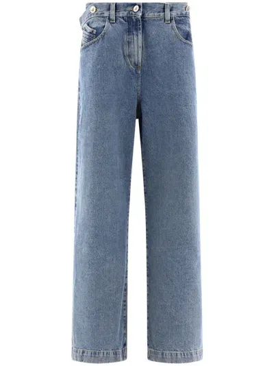 Attico The  Wide Leg Denim Cotton Jeans In Clear Blue