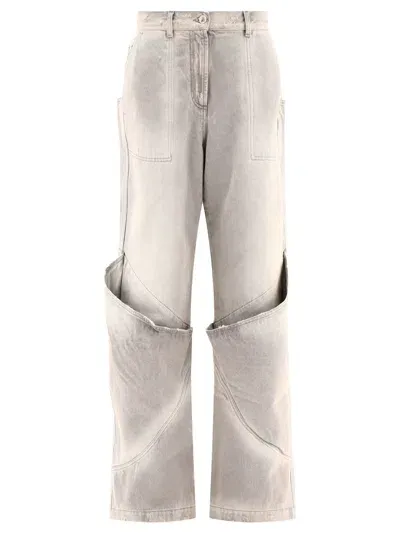 Attico The  Wide Leg Jeans In Grey