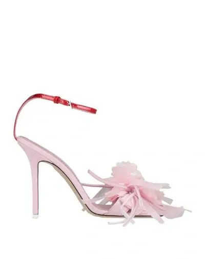 Attico Floral-appliqué Sandals In Pink