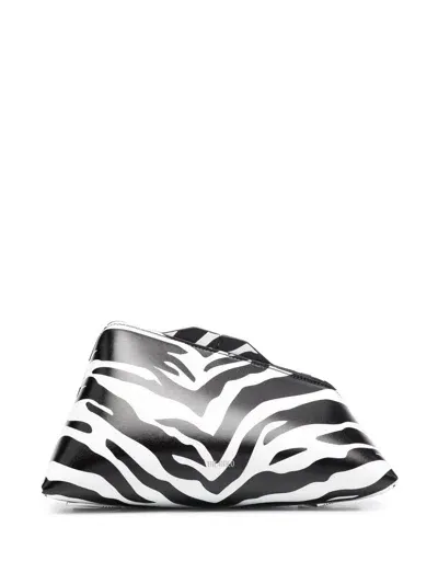 Attico 8.30 Pm Zebra Printed Leather Clutch In White