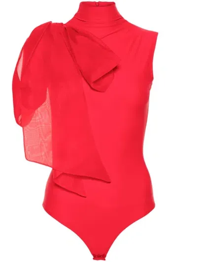 Atu Body Couture Draped-detail Bodysuit In Red