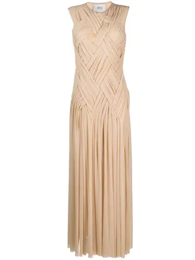 Atu Body Couture Emotional Interwoven Maxi Dress In Nude