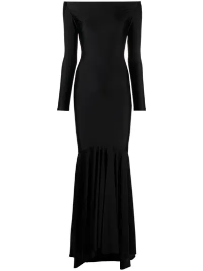 Atu Body Couture Off-shoulder Flared Gown In Schwarz