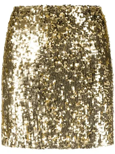 Atu Body Couture Sequin-embellished Fitted Mini Skirt In Gold