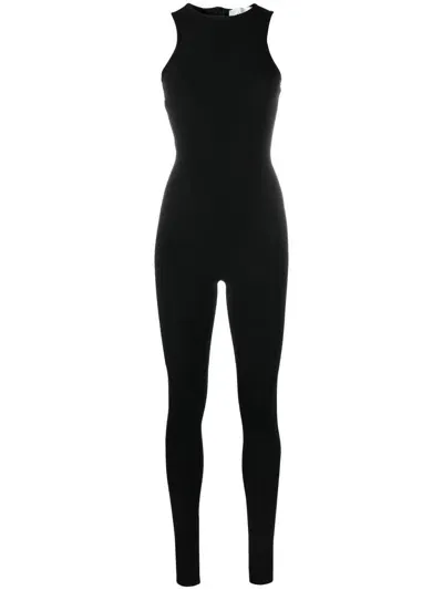 Atu Body Couture Sleeveless Crew-neck Catsuit In Schwarz