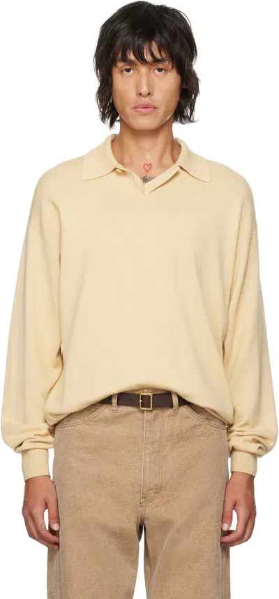 Auralee Beige Cashmere Silk Wool Knit Polo In Light Beige