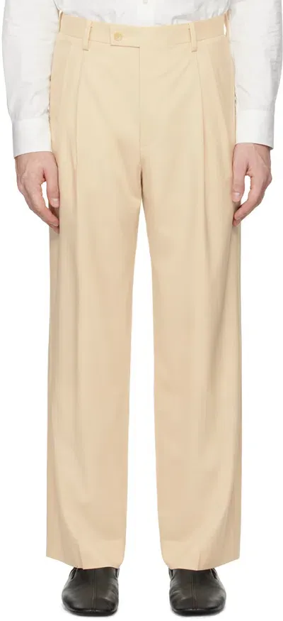 Auralee Beige Super Fine Tropical Wool Trousers In Ivory Beige