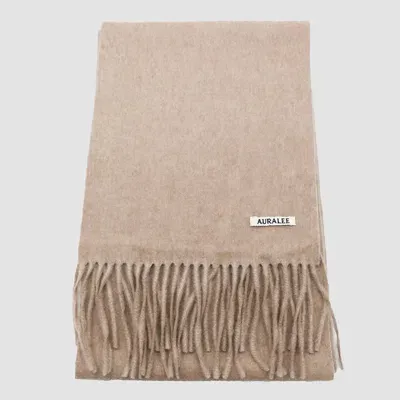 Auralee Beige Wool Scarf In Natural Brown