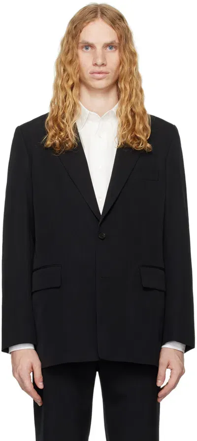 Auralee Black Light Wool Max Gabardine Blazer In Top Black