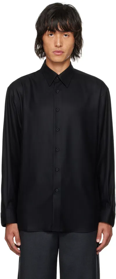 Auralee Black Super Light Wool Shirt