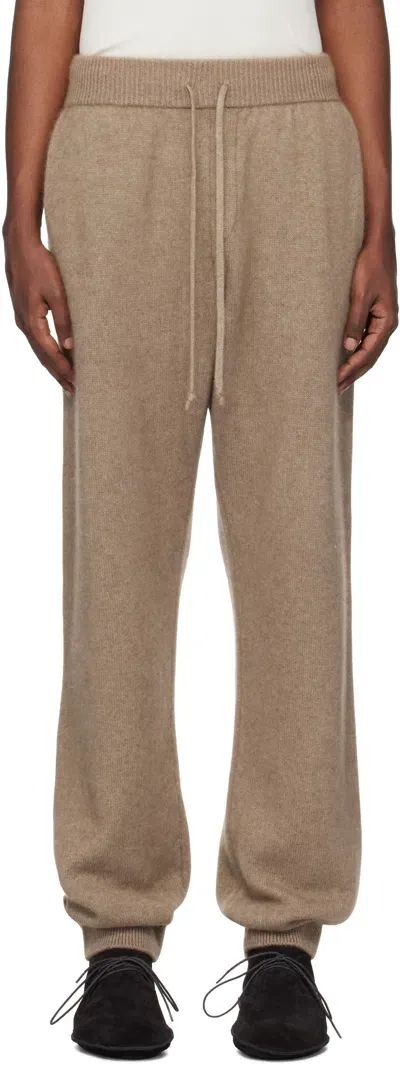 Auralee Brown Baby Cashmere Knit Sweatpants In Natural Brown