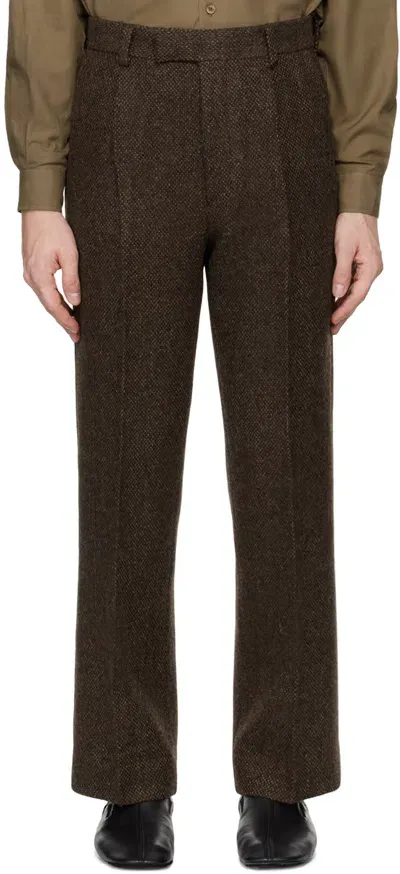 Auralee Brown Lama Shetland Wool Tweed Trousers